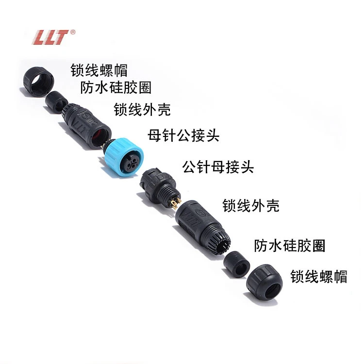 LLT Waterproof Connector M12 IP67 3 Pin Field Assembly Male and Female Plug Connector