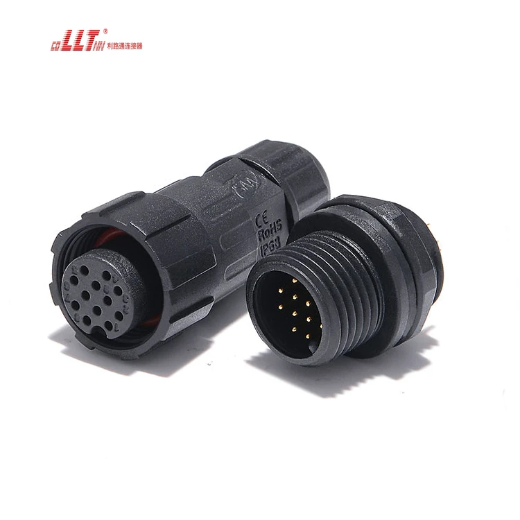 LLT 12pin Multiple Pin Low Ampere 5A 60V  Electrical  Waterproof Panel Mount Screw Connector