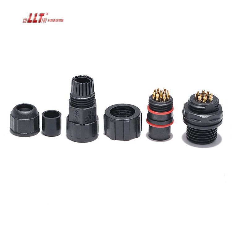 LLT 12pin Multiple Pin Low Ampere 5A 60V  Electrical  Waterproof Panel Mount Screw Connector