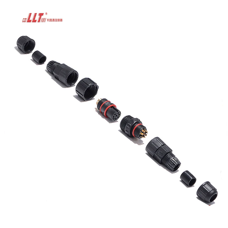 LLT M16 8pin Male Female Electrical Wire IP68 Waterproof Assembly Screw Connector for Grid