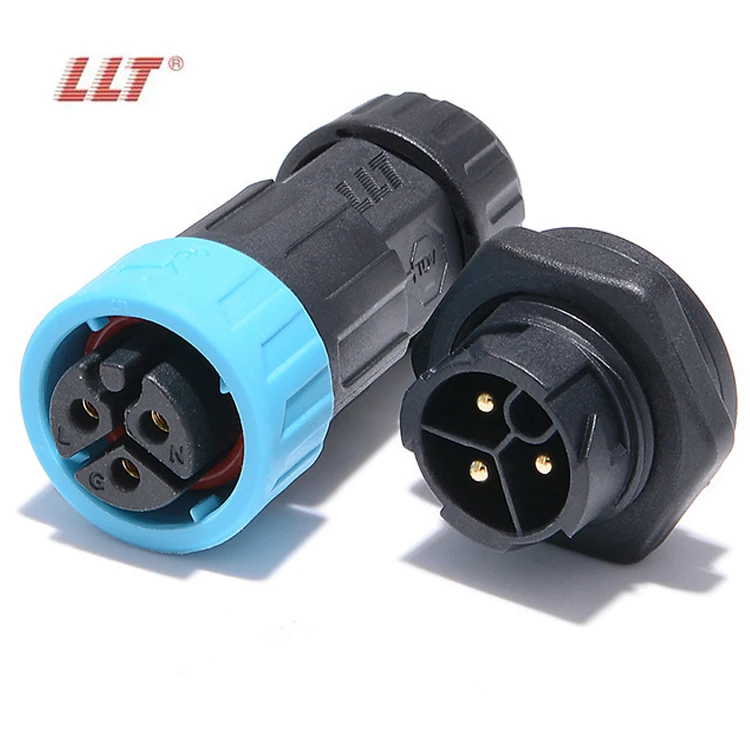 LLT M19 600V 20A IP68 3 Pole Panel Mount Male Waterproof Circular Connector thumbnail