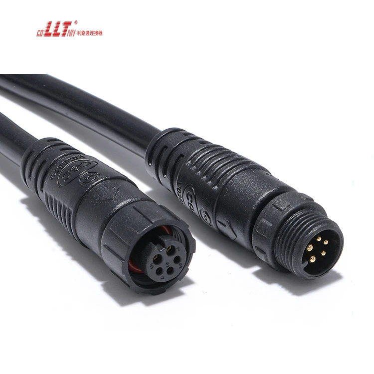 Lilutong 2+3 Pin M12 Power Plus signal  Network Cable Joiner Led Lamp  IP67 Cable Connector thumbnail