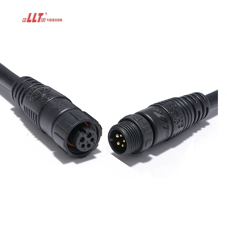 Lilutong 2+3 Pin M12 Power Plus signal  Network Cable Joiner Led Lamp  IP67 Cable Connector detail 4