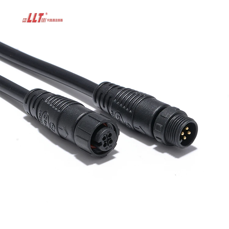M12 Waterproof IP67 Industrial Plug Male  Female Molding Cable 4Pin Connector thumbnail