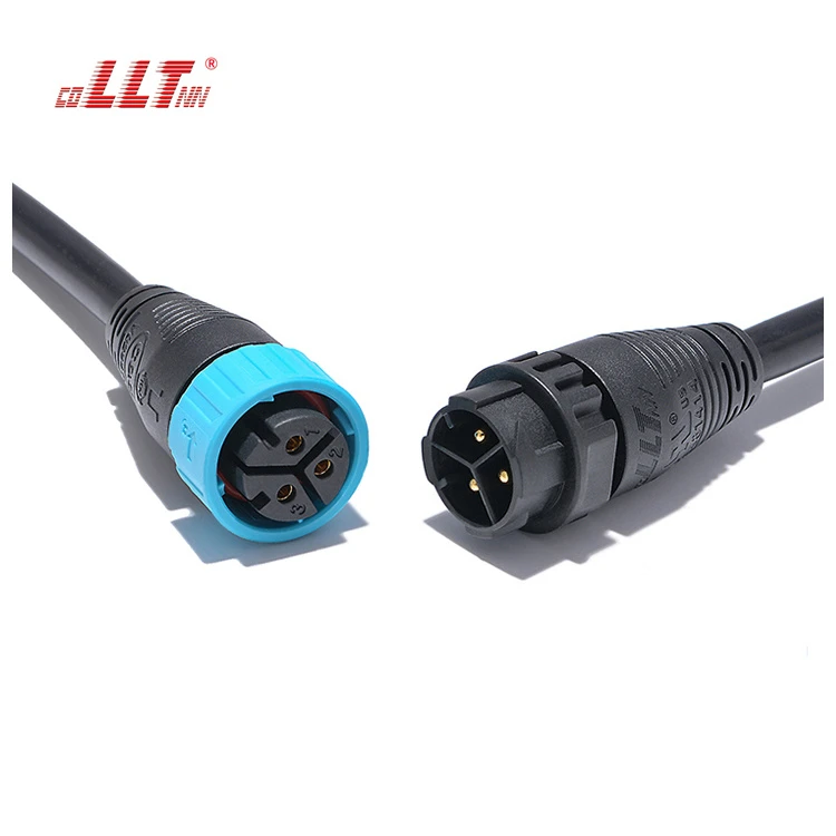 LLT 600V 35A 3 Pin M25 Male to Female Waterproof Power Cable Molded Connector detail 2