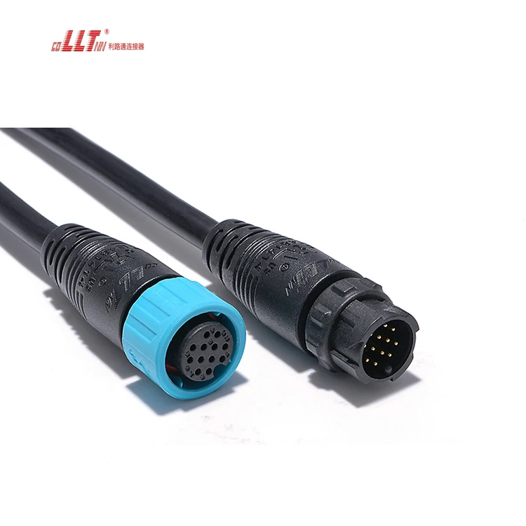 IP67 Waterproof M16 Straight Male Female Plug 12pin Circular Signal  Connectors PVC 24 AWG Wire Black Color detail 2