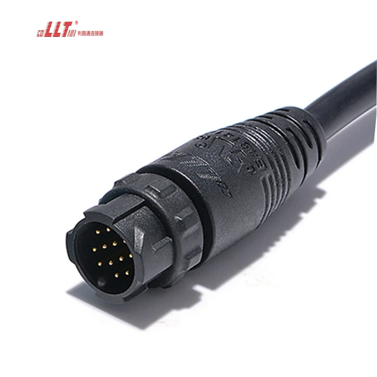 IP67 Waterproof M16 Straight Male Female Plug 12pin Circular Signal  Connectors PVC 24 AWG Wire Black Color detail 4