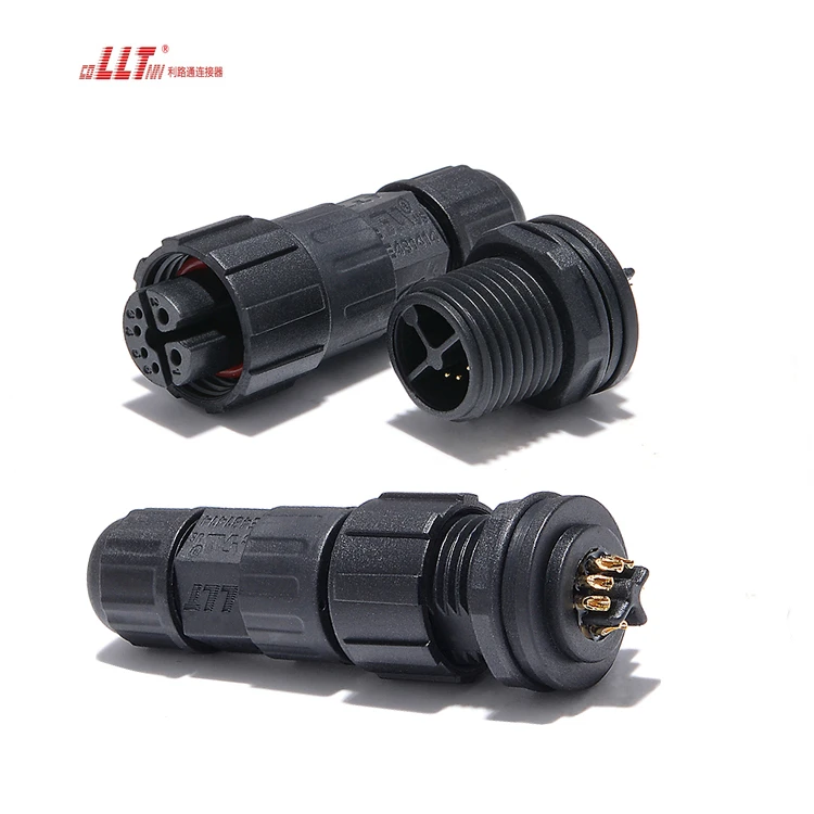 LLT 2+4pin M16 Solder Bulkhead IP68 Waterproof Wall Panel Mount Connector detail 6