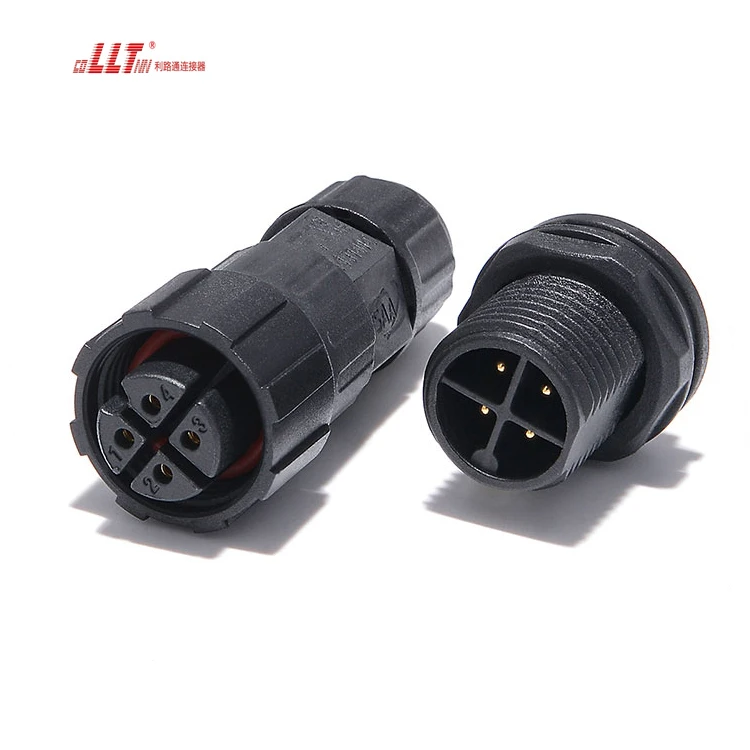 LLT IP68 Waterproof Outdoor Panel Connector M16 4pin  Plastic  Electrical Wire  Led Light Panel Connector thumbnail
