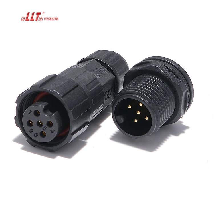 LLT IP67 IP68 M16  Auto Power Outdoor Waterproof Solar Connector 5P Adaptor Panel Mount Connectors DC Male Female Nylon thumbnail