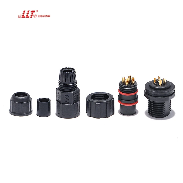 LLT IP67 IP68 M16  Auto Power Outdoor Waterproof Solar Connector 5P Adaptor Panel Mount Connectors DC Male Female Nylon detail 3