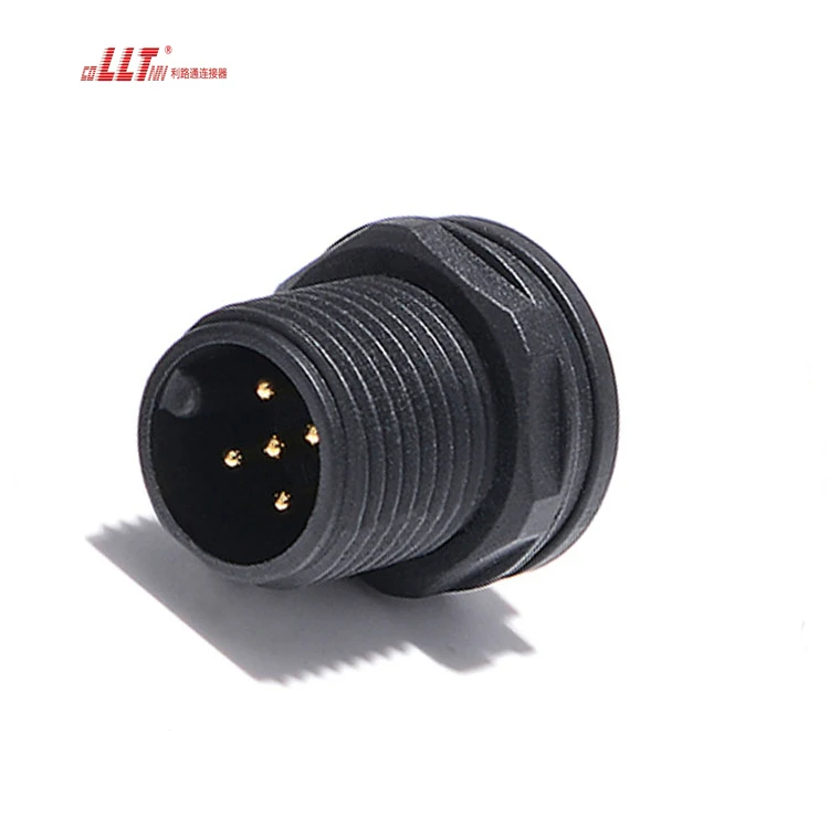 LLT IP67 IP68 M16  Auto Power Outdoor Waterproof Solar Connector 5P Adaptor Panel Mount Connectors DC Male Female Nylon detail 5