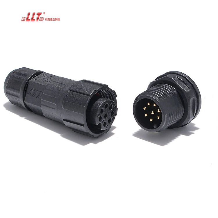 LLT M16 60V 5A Thread Lock 8Pin Male Female IP67 IP68 Waterproof Panel Connector Multi Pin thumbnail