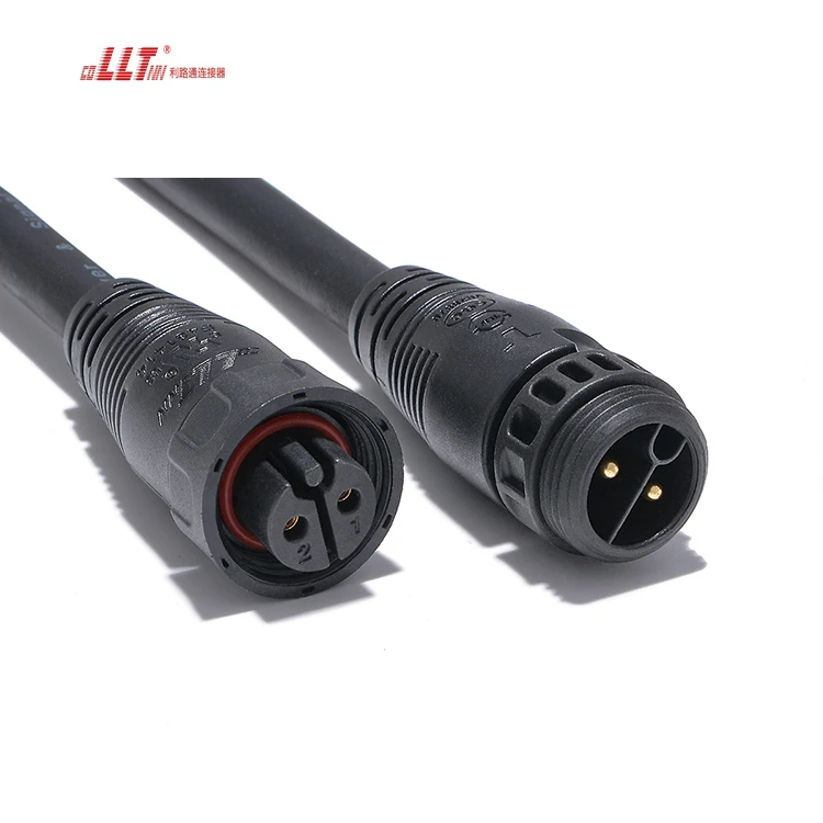 LLT  M19 Female Male 2Pin Led Screw Pa66 Nylon IP67 Waterproof Cable Inverter Connector thumbnail