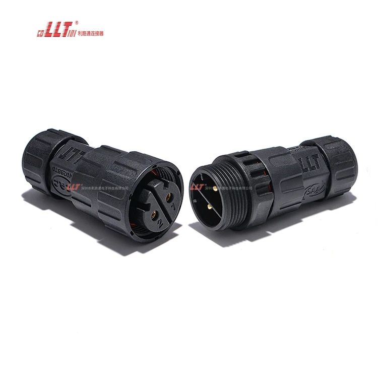 LLT 2Pin Plastic Ip68  Waterproof Electrical  Assembly M25 Led Light Screw Connector for Lamp thumbnail