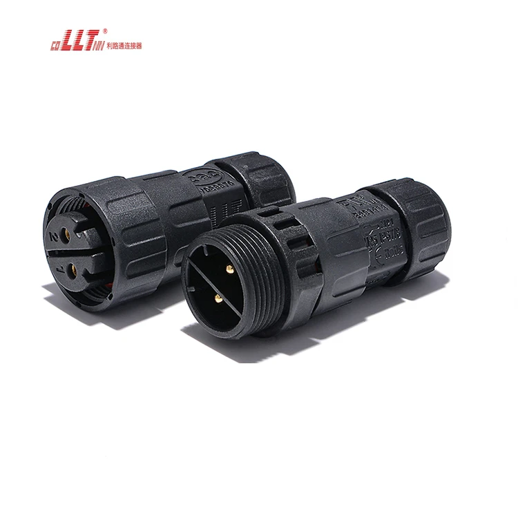 LLT 2Pin Plastic Ip68  Waterproof Electrical  Assembly M25 Led Light Screw Connector for Lamp detail 2