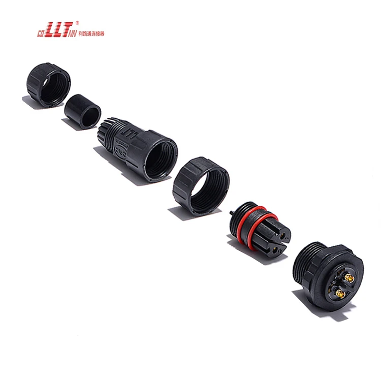 LLT 600V 35A IP68 2Pin M25 thread lock Electrical Waterproof Power Panel Mount Connector detail 2