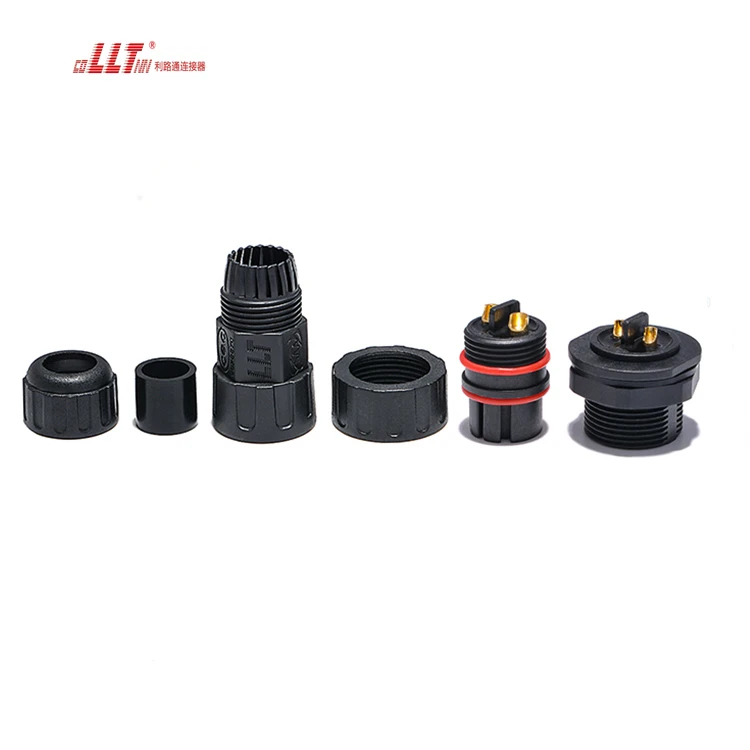 LLT 600V 35A IP68 2Pin M25 thread lock Electrical Waterproof Power Panel Mount Connector detail 5