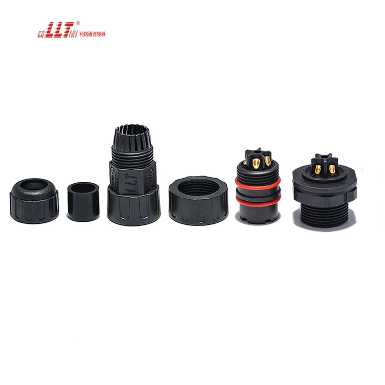 5pin Lilutong M25 20A 600V butt plug socket wire panel mount connector detail 3