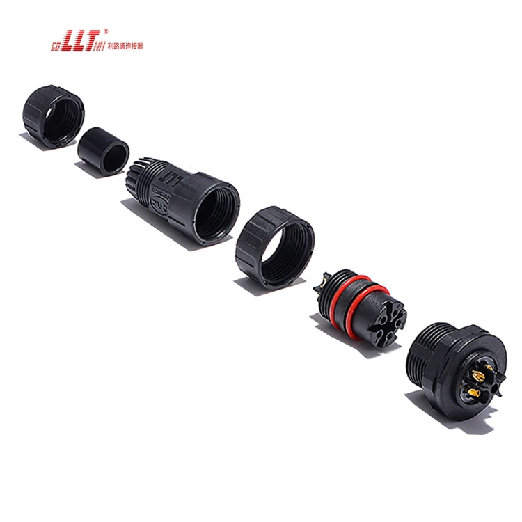 5pin Lilutong M25 20A 600V butt plug socket wire panel mount connector detail 6