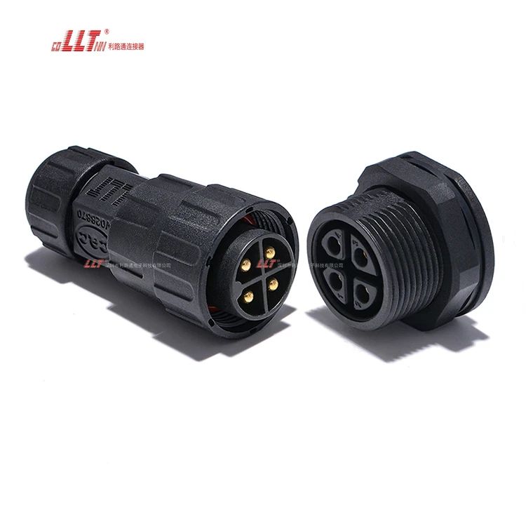 LLT IP68 Electrical Waterproof M25 4Pin Connector Parallel Female & Male Panel Mount Connectors thumbnail