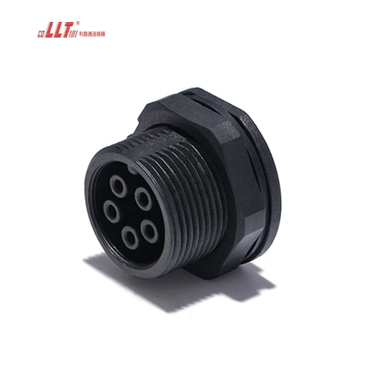 LLT M25 5pin female panel mount 20A 600V aviation Wire To Board Bulkhead Connector detail 4