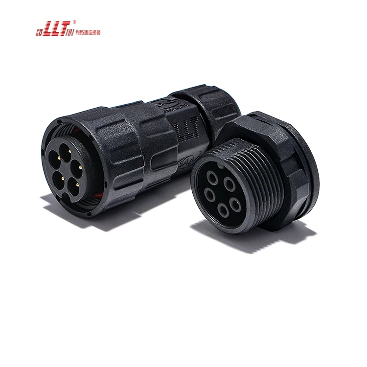 LLT M25 5pin female panel mount 20A 600V aviation Wire To Board Bulkhead Connector detail 6