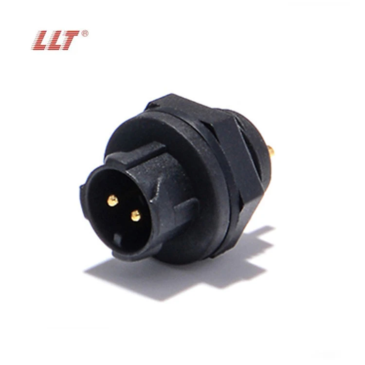 LLT M12 2 Pin Push Lock IP67 IP68 Rear male panel Waterproof Connector thumbnail