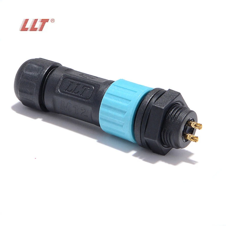 LLT M12 2 Pin Push Lock IP67 IP68 Rear male panel Waterproof Connector detail 3