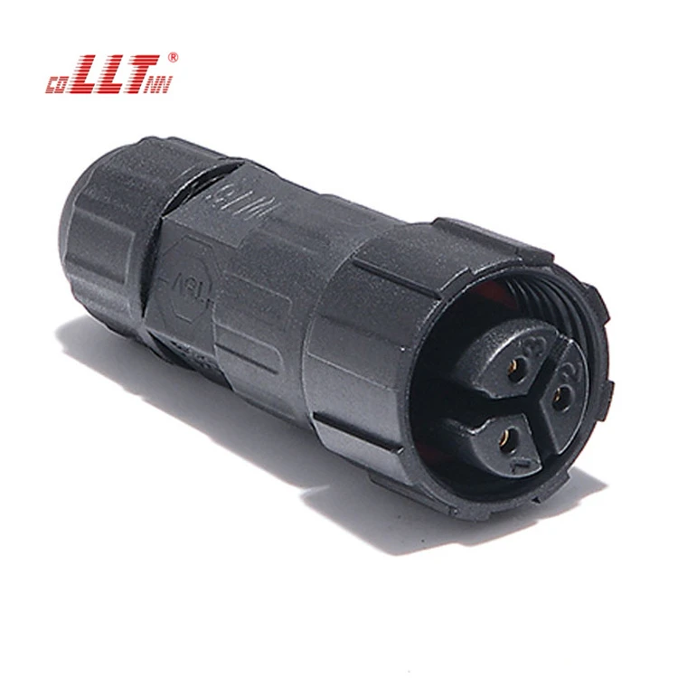 LLT M16 250V 15A 3 Pin Thread Lock IP67 Rated Waterproof Rear Panel Mount Connector detail 2