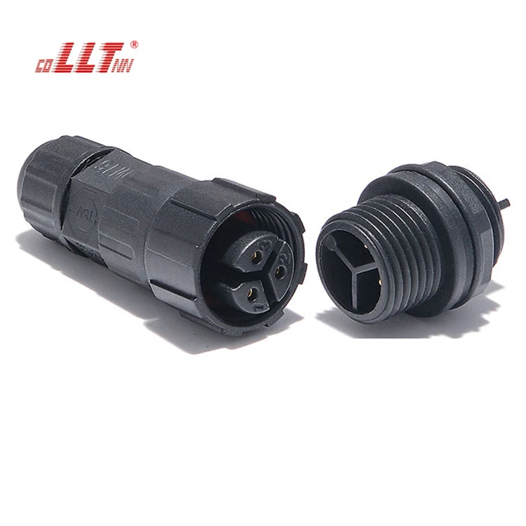 LLT M16 250V 15A 3 Pin Thread Lock IP67 Rated Waterproof Rear Panel Mount Connector detail 5