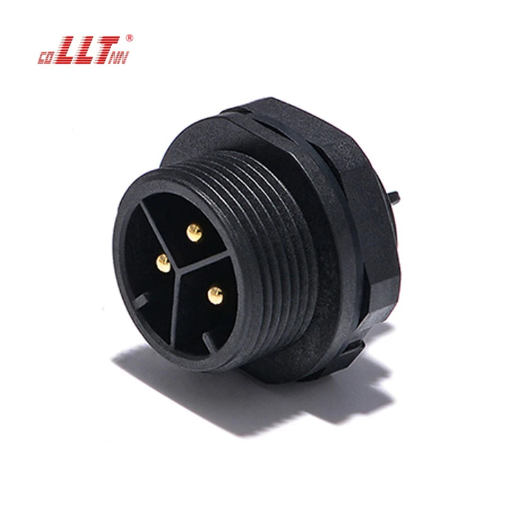 LLT M25 600V 35A 2 3 4 Pin Thread Lock Rear Male Panel Mounted Electrical Waterproof Connector detail 4