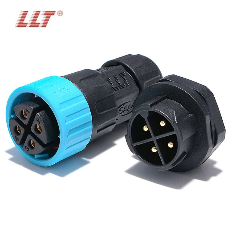 LLT M25 600V 35A 2 3 4 Pin Push Lock IP67 IP68 Waterproof Rear Male Panel Connector thumbnail