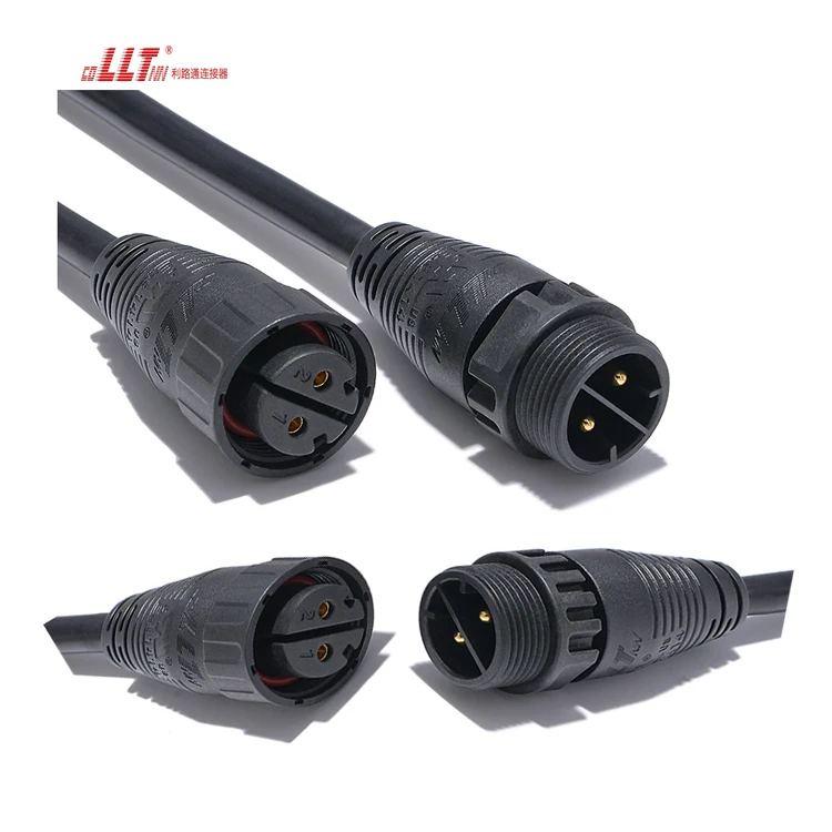 LLT  M25 Power Male Female Waterproof Led Cable 2pin Plug Watertight Connector thumbnail