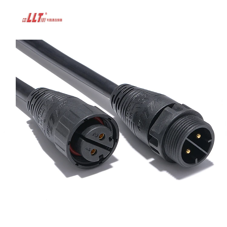 LLT  M25 Power Male Female Waterproof Led Cable 2pin Plug Watertight Connector detail 2