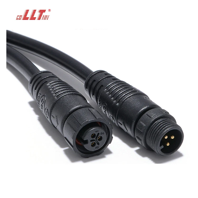 LLT 110V 10A M12 3 Pin Screw Locking Waterproof Connector IP65 IP67 Male Female Cable Connector for Outdoor thumbnail