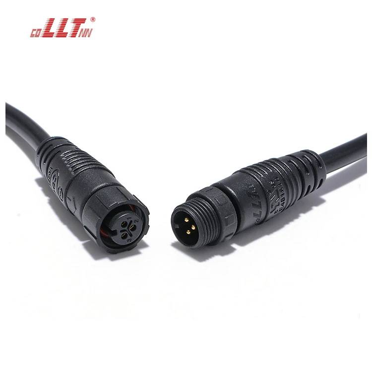 LLT 110V 10A M12 3 Pin Screw Locking Waterproof Connector IP65 IP67 Male Female Cable Connector for Outdoor detail 2