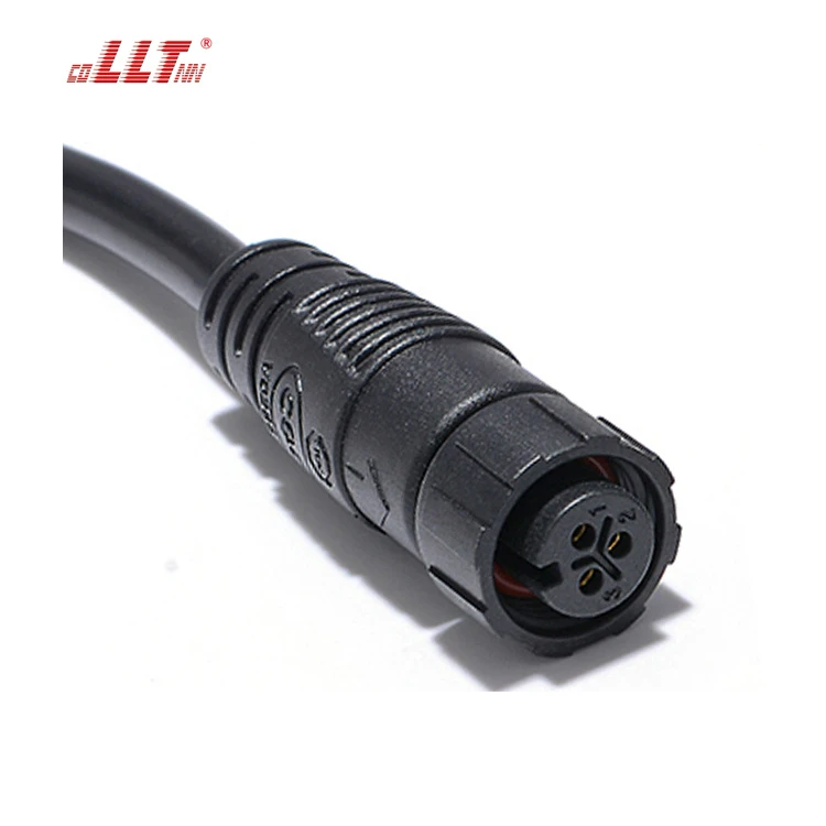 LLT 110V 10A M12 3 Pin Screw Locking Waterproof Connector IP65 IP67 Male Female Cable Connector for Outdoor detail 6