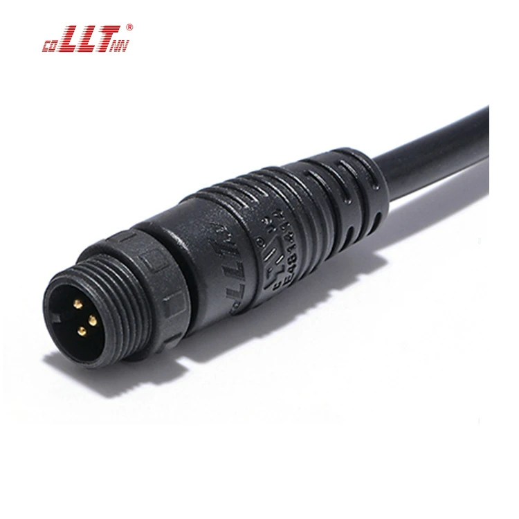 LLT 110V 10A M12 3 Pin Screw Locking Waterproof Connector IP65 IP67 Male Female Cable Connector for Outdoor detail 7