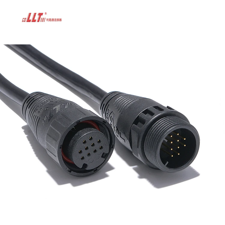 LLT M25 Multiple 10 Pin Audio Video 100V 5A Thread Lock  Male Female IP67 IP68 Waterproof Connector thumbnail
