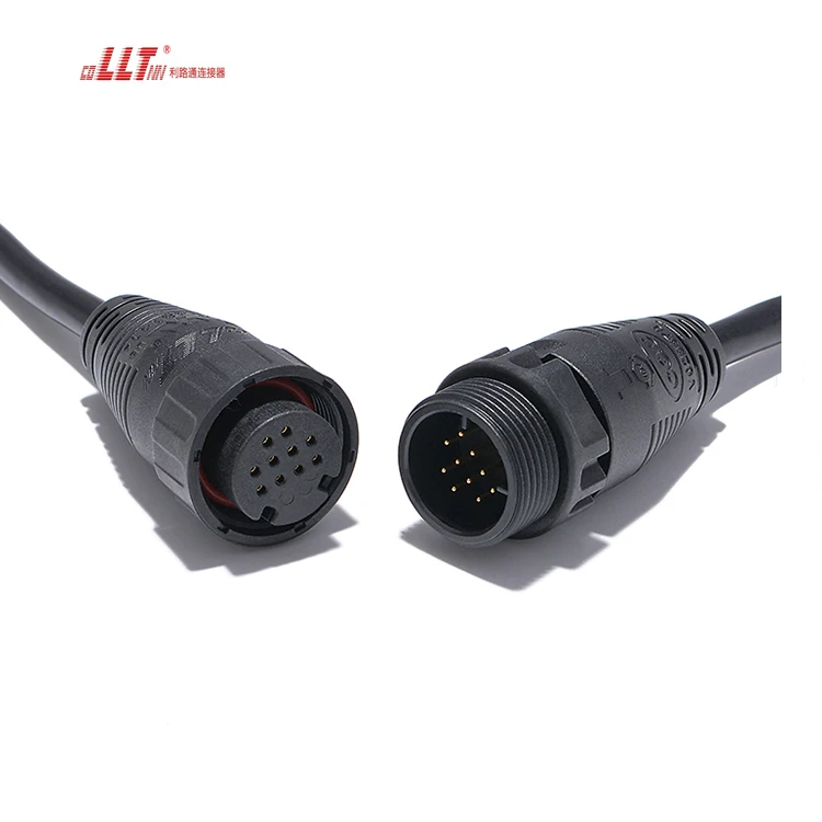 LLT M25 Multiple 10 Pin Audio Video 100V 5A Thread Lock  Male Female IP67 IP68 Waterproof Connector detail 2