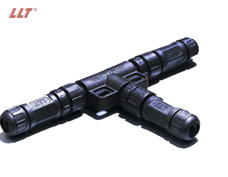 LLT IP68 Waterproof Tree Connector 3way 2pin M12  T Plastic Circular Led Light Connector thumbnail