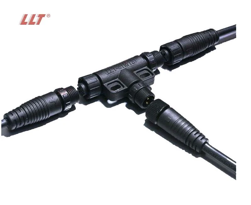 LLT IP68 Waterproof Tree Connector 3way 2pin M12  T Plastic Circular Led Light Connector detail 3