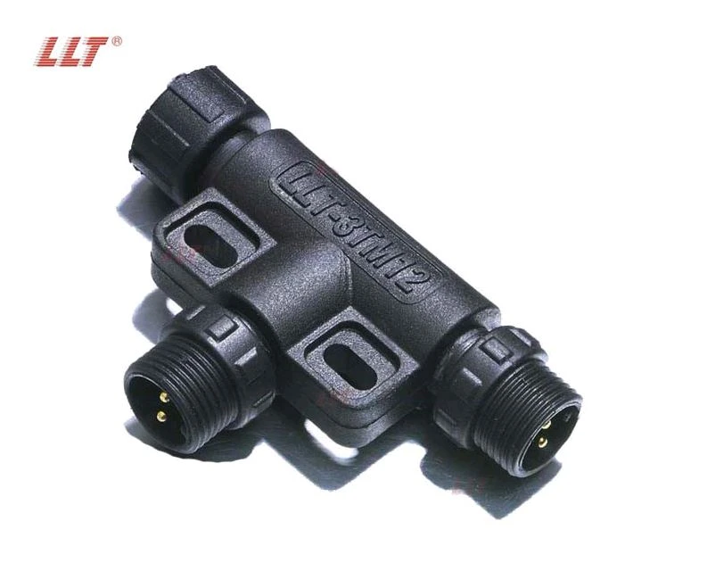LLT IP68 Waterproof Tree Connector 3way 2pin M12  T Plastic Circular Led Light Connector detail 4