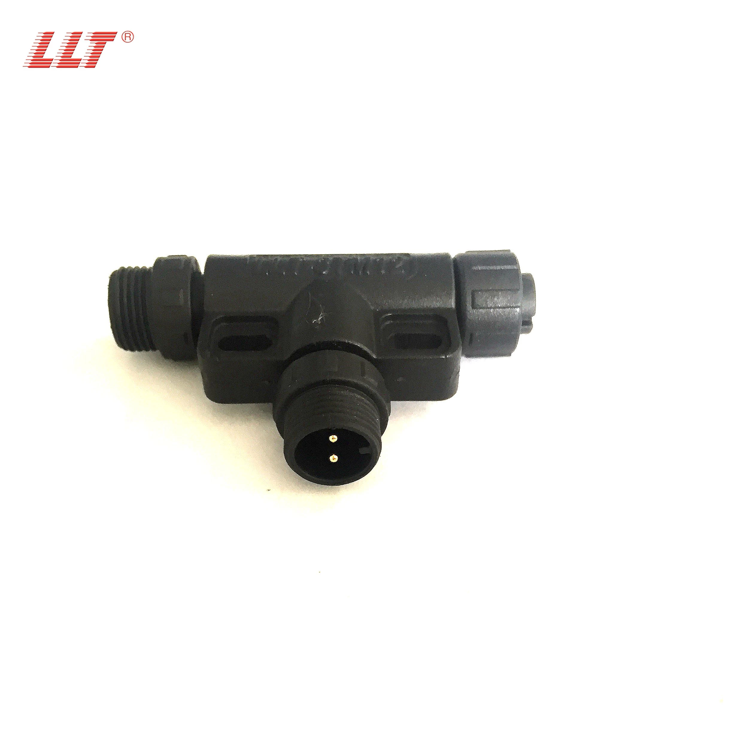 LLT IP68 Waterproof Tree Connector 3way 2pin M12  T Plastic Circular Led Light Connector detail 5