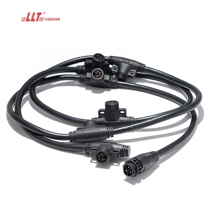 M19  Multiple T Splitter 3pin Circular Cable Connector Power Led IP67 Watertight Cable Connector thumbnail