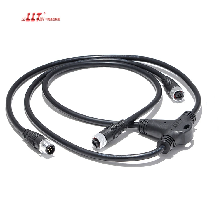 Lilutong T Type 4 Pin Led Lighting IP65 IP67 Waterproof  3 Way Cable  splitter Connector thumbnail