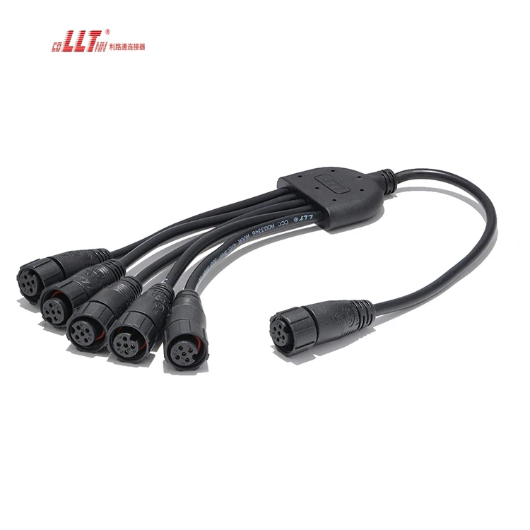 IP65 IP67 5pin Y Type M16 Waterproof Splitter 4way Branch Cable Connector thumbnail