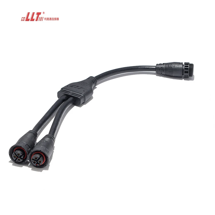 LLT 3pin 1 Output 2  Splitter Plastic IP67  Waterproof Power Electrical Y Branch Cable Adapter Connector thumbnail