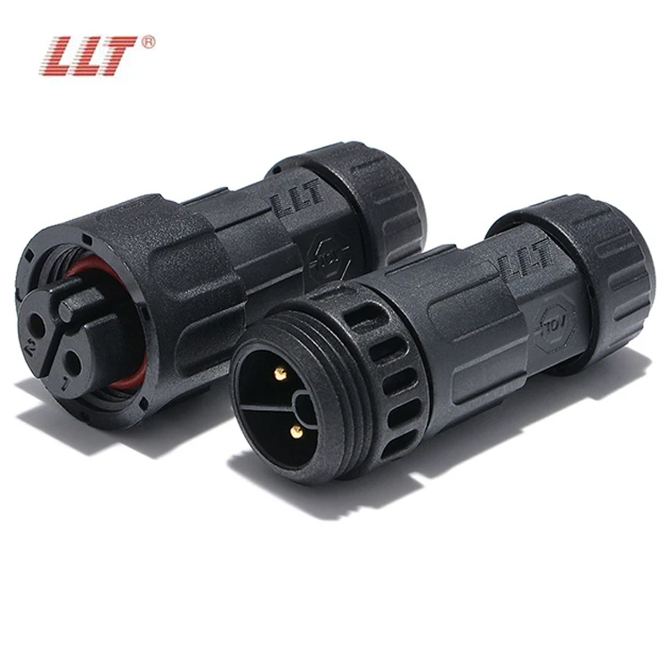 LLT M19 Waterproof Connector Set 2 Pin 20A 600V IP68 Aviation Plug Screw Locking Male & Female Pair for LED Power thumbnail